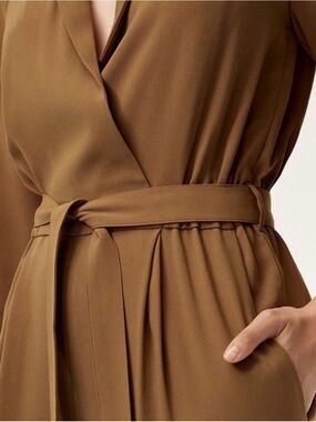 Aritzia Belted Wrap Jumpsuit in Caramel Brown